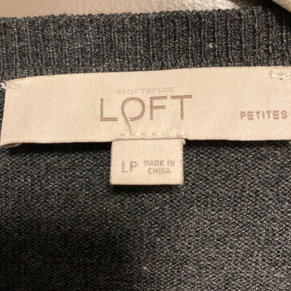 Dark Grew Jeweled Neckline Cardigan, Loft, Size Large - Picture 4 of 5